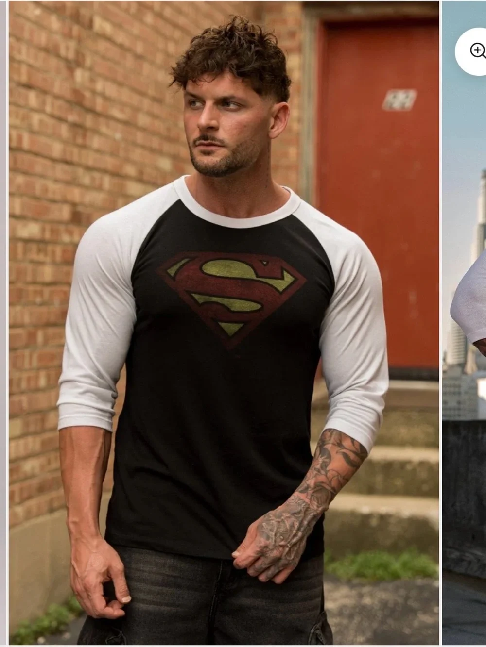 YoungLA Black and White Superman Raglan Costume Top